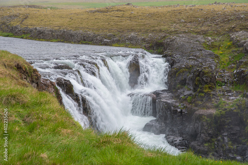 Kolufoss waterfall in Kolugljufur canon in Iceland