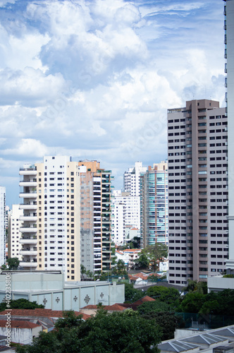 Buildings with a beautiful sky on background