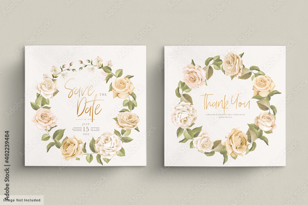 soft floral wedding invitation card set
