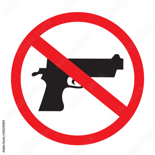gun crossed red lines and circles. no gun and gun icon