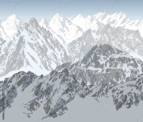vector winter himalayan karakoram mountains 