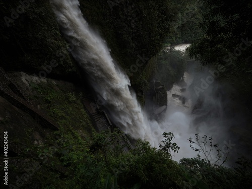 Pailon del diablo Devils Cauldron highest waterfall Rio Pastaza river cascades route Banos Tungurahua Amazonia Ecuador