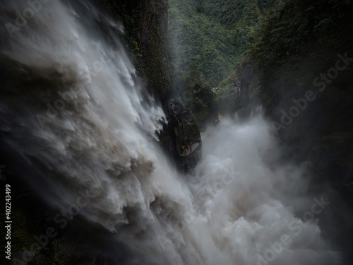Pailon del diablo Devils Cauldron highest waterfall Rio Pastaza river cascades route Banos Tungurahua Amazonia Ecuador photo