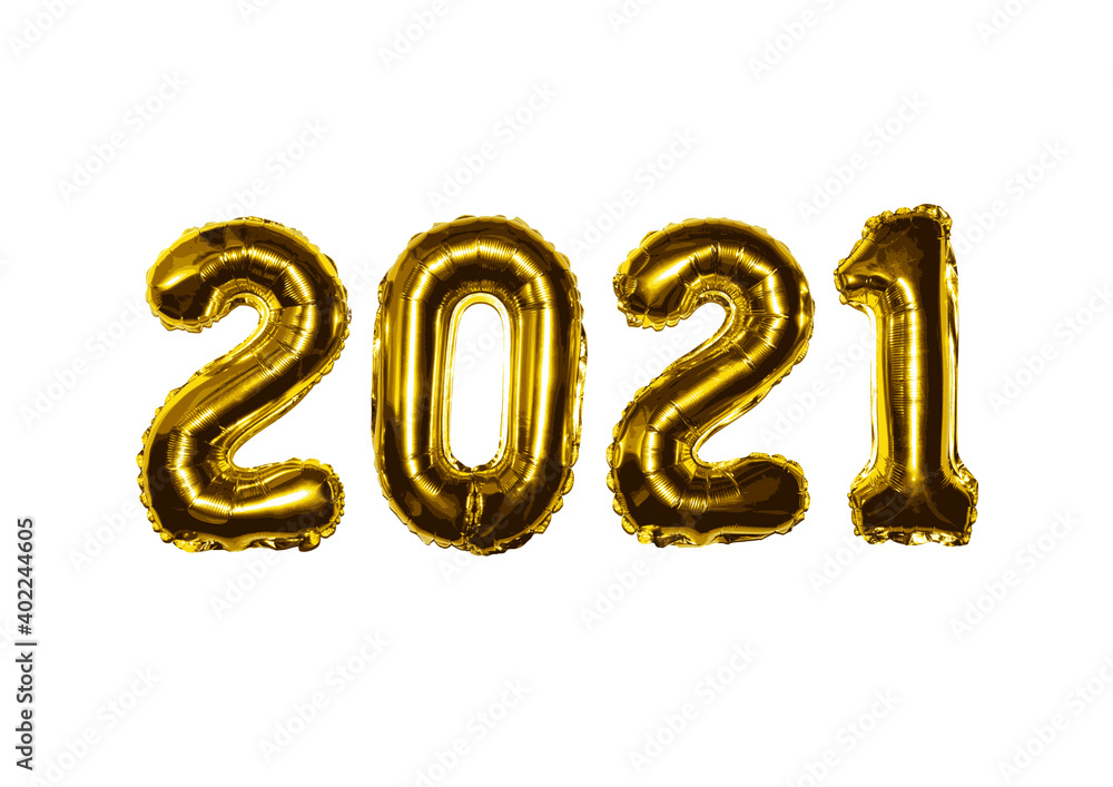 2021 Happy New Year golden foil balloons for celebration. Isolated vector illustration for any size. 2021 Happy New Year golden foil balloons for celebration. Isolated vector illustration for any size.