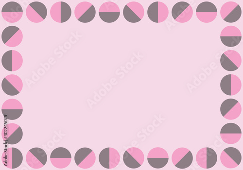 Repetition pattern of pink and grey circle with soft pink background