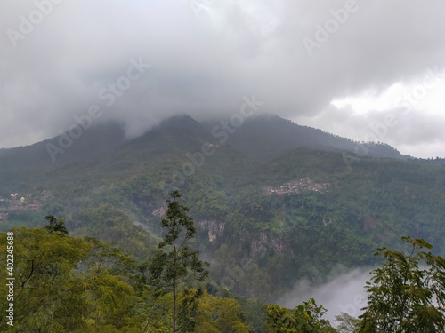 view of the mountains with cloud-covered ends