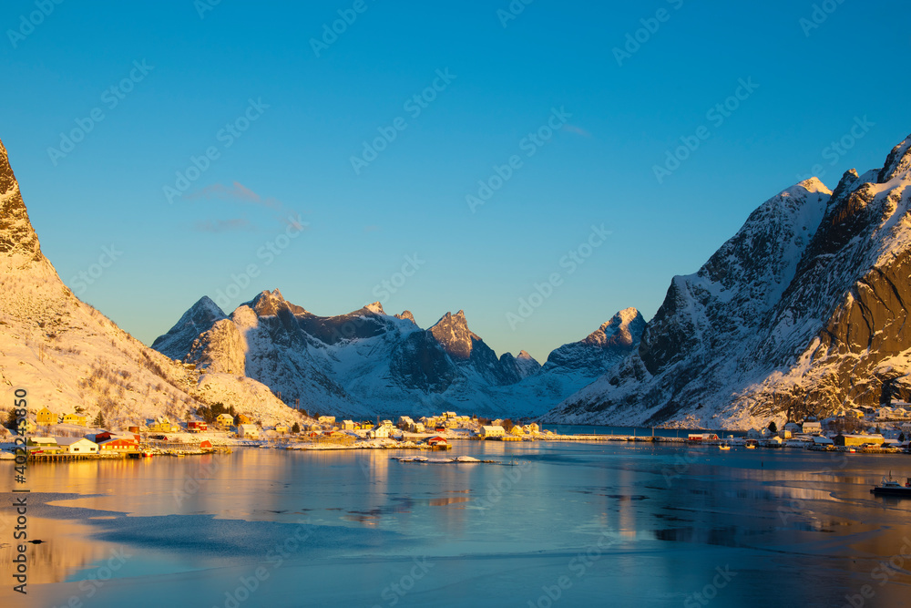 Norway landscape tourism place during winter time in the morning