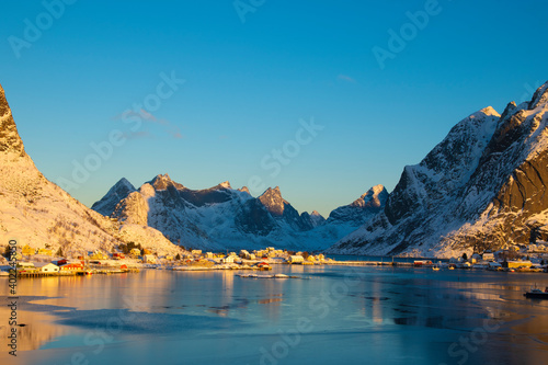 Norway landscape tourism place during winter time in the morning