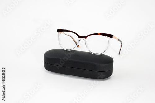Optic glasses white background