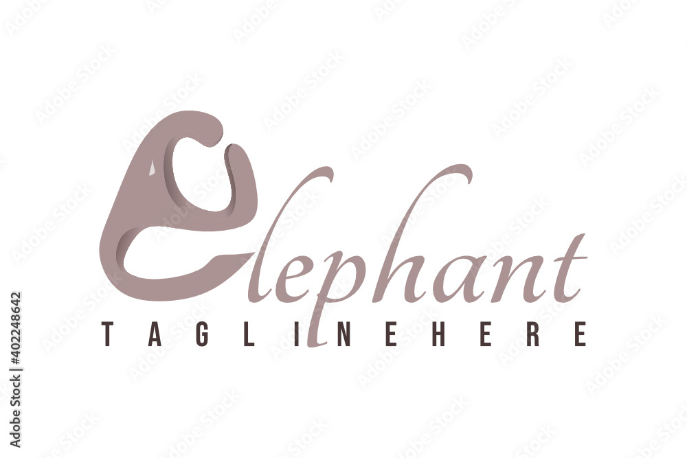 Obraz premium Vector logo element with an elephant head illustration with initials