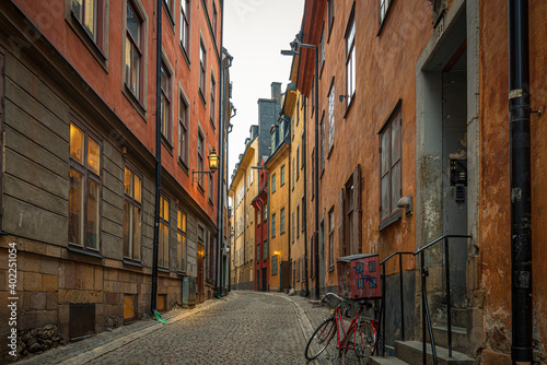 Cosy streets and squares in Stockholm city in Sweden