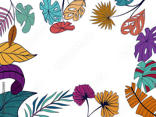 Autumn leaves frame seamless pattern floral illustration design banner wallpaper and background