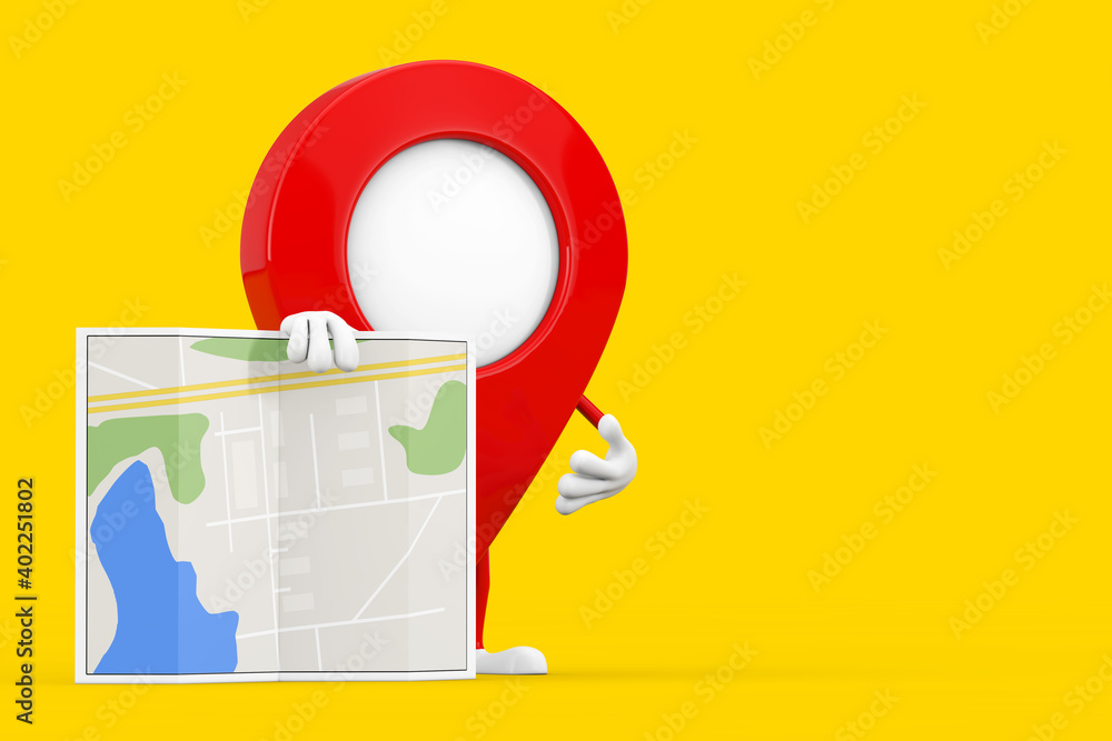 Map Pointer Pin Character Mascot with Abstract Plan Map. 3d Rendering Map Pointer Pin Character Mascot with Abstract Plan Map. 3d Rendering