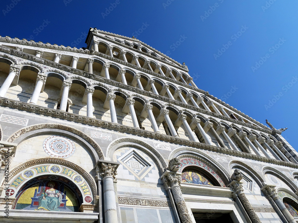 Facade of the Pisa Cathedral (Duomo di Pisa) in Pisa, ITALY