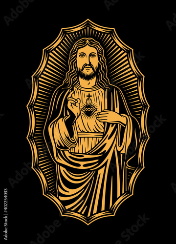 Jesus Christ Vector Graphic on Black