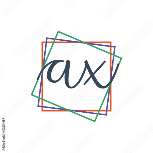 Creative initial letter AX square logo design concept vector