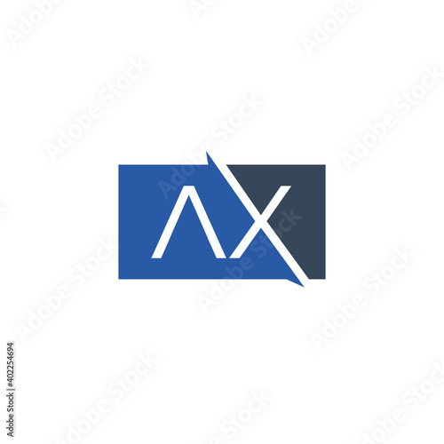 Creative initial letter AX square logo design concept vector