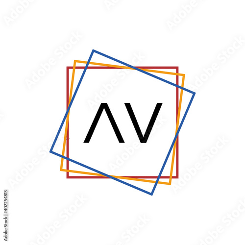 Creative initial letter AV square logo design concept vector