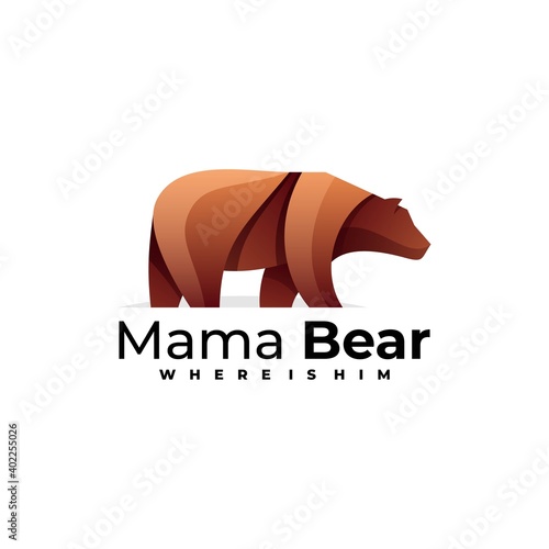 Vector Logo Illustration Mama Bear Gradient Colorful Style.
