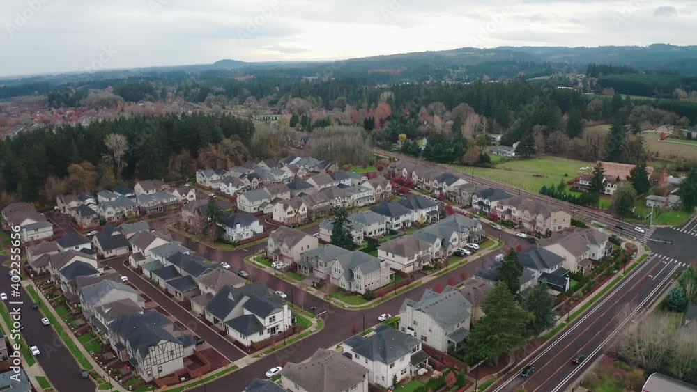 Aerial of neighborhood during fall Aerial of neighborhood during fall