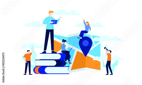 online taxi mini people flat illustration