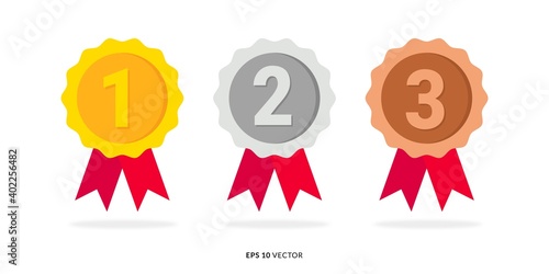 Set of Medals Illustration Award. Gold, Silver, Bronze Medal - EPS 10 Vector