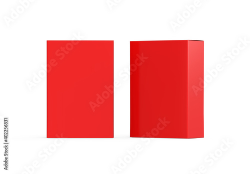 Free Download Red blank cardboard package box mockup template on isolated white background, ready for design presentation, 3d illustration - GFXLoad