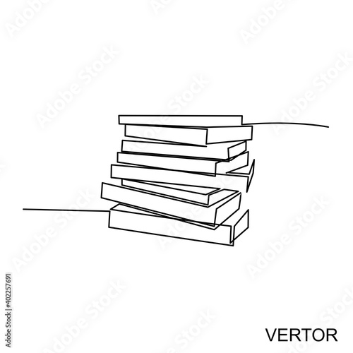Vector design.Continuous one line drawing open book with flying pages. Vector illustration education supplies back to school theme.