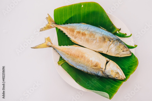 smoked mackerel, Fresh mackerel from Mae Klong, Thailand, Thai food, Rastrelliger brachysoma.