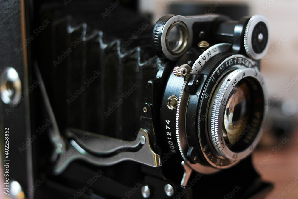Vintage lens medium format film camera