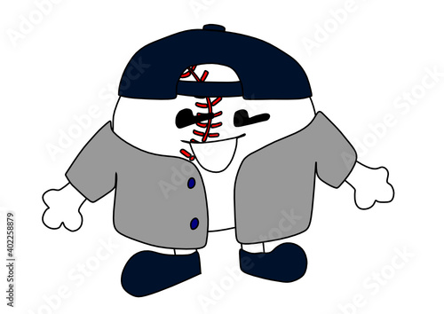 Caricatura de bola de baseball con gorra