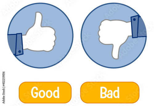 Opposite words with good and bad (Thumb signal)