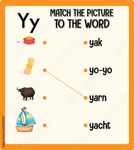 Match the picture to the word worksheet for children
