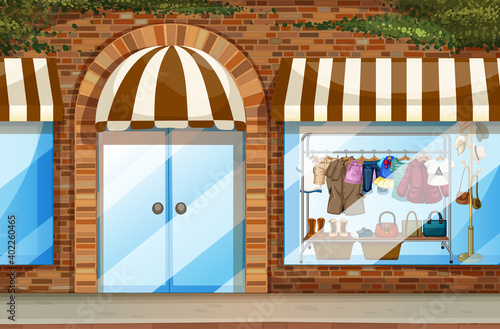 Clothing store front view scene