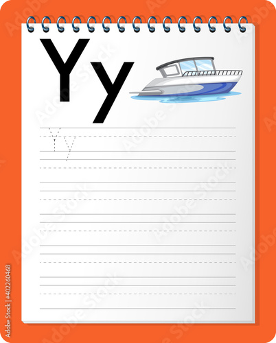 Alphabet tracing worksheet with letter Y and y
