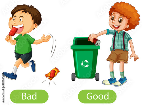 Opposite words with bad and good