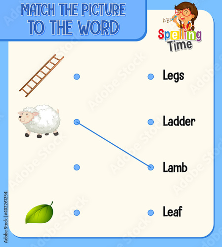 Match the picture to the word worksheet for children