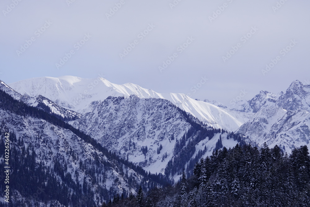 Schneebedeckte Allgäuer Alpen Gipfel im Winter