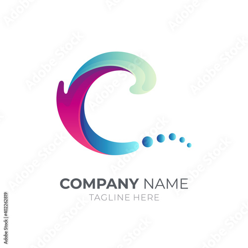 Initial letter C logo with water wave. Modern C business logo template Free Download Initial letter C logo with water wave. Modern C business logo template - GFXLoad