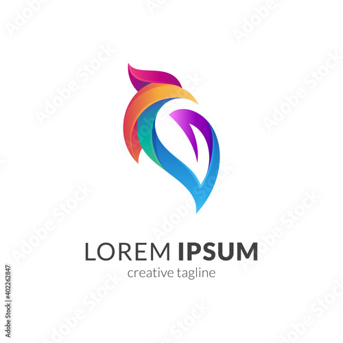 Eagle 3d colorful logo. Modern falcon/bird logo template