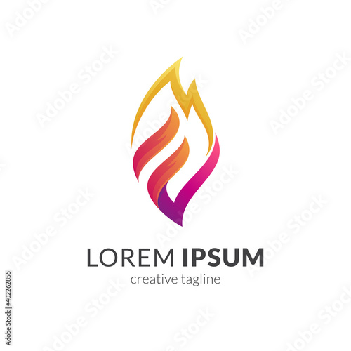Fire letter F logo. Initial F and flame combination logo concept. Modern business logo template