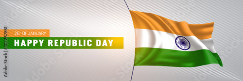India happy republic day greeting card, banner vector illustration