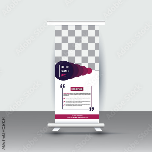 White roll up banner design template for corporate, business and others