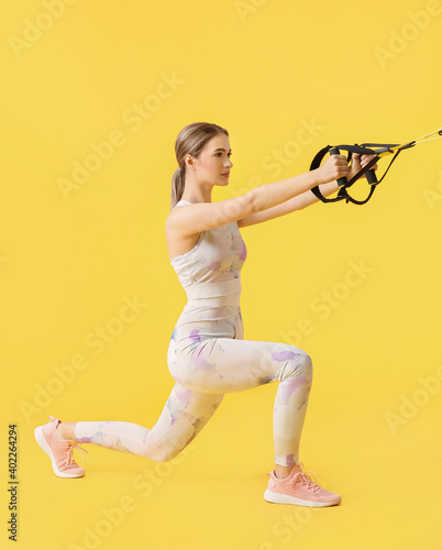 Sporty young woman training...
