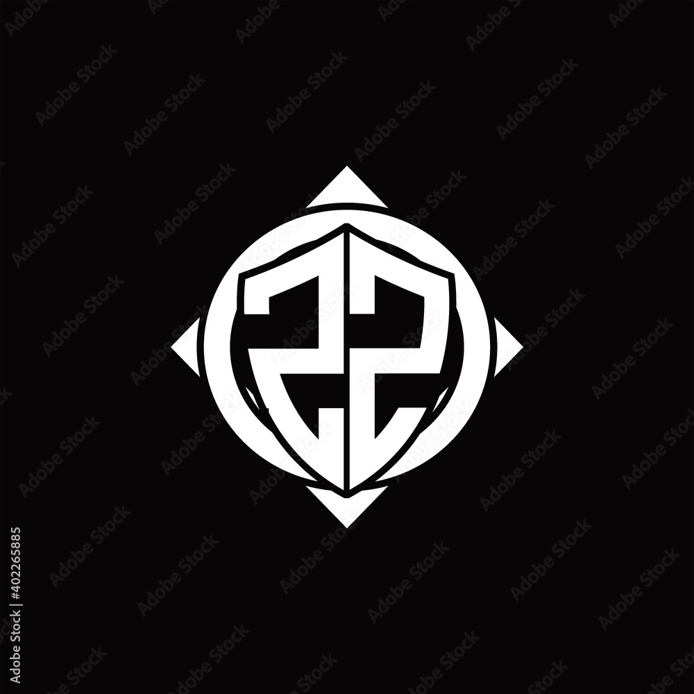 ZZ Logo monogram isolated circle rounded with compass shape ZZ Logo monogram isolated circle rounded with compass shape
