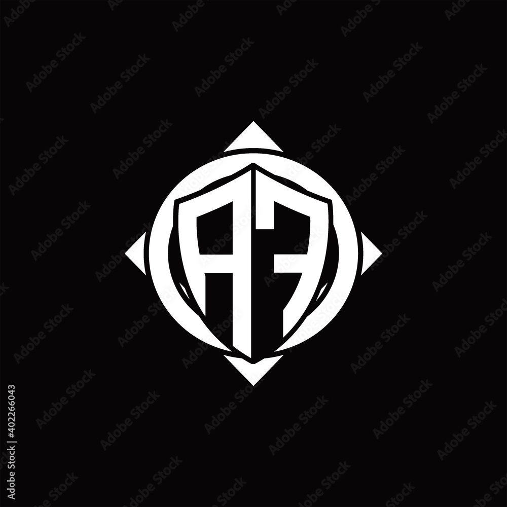 AF Logo monogram isolated circle rounded with compass shape AF Logo monogram isolated circle rounded with compass shape