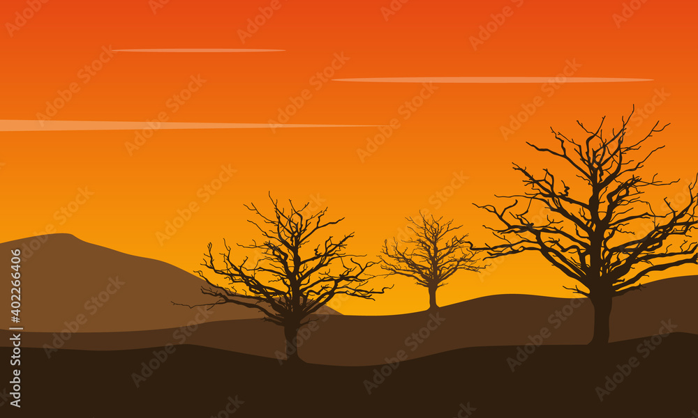 Nice nature view at sunset with a twilight silhouette. City vector Nice nature view at sunset with a twilight silhouette. City vector