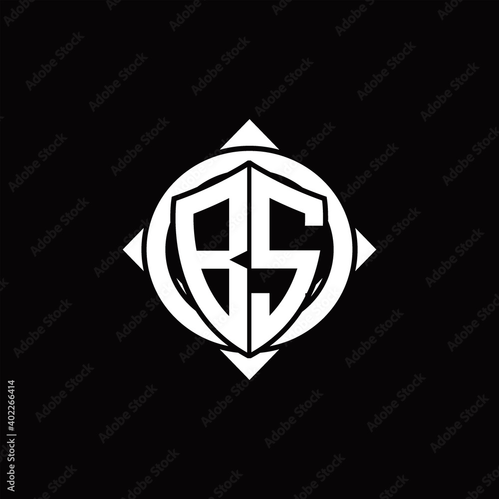 BS Logo monogram isolated circle rounded with compass shape BS Logo monogram isolated circle rounded with compass shape