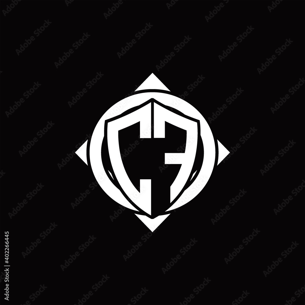 CF Logo monogram isolated circle rounded with compass shape CF Logo monogram isolated circle rounded with compass shape
