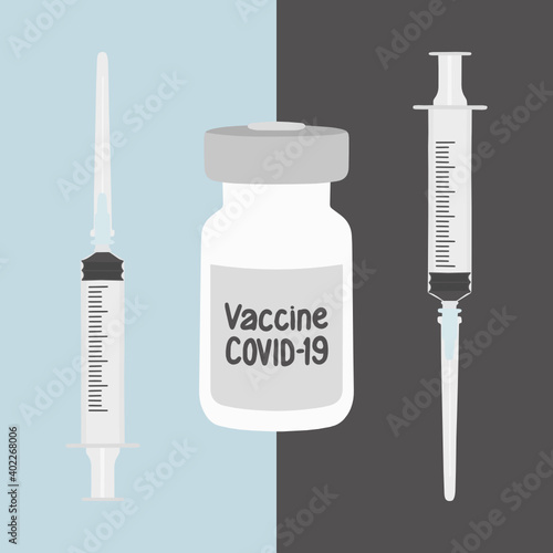 Syringes and vaccine vials. COVID-19 vaccine. Healthcare And Medical concept.